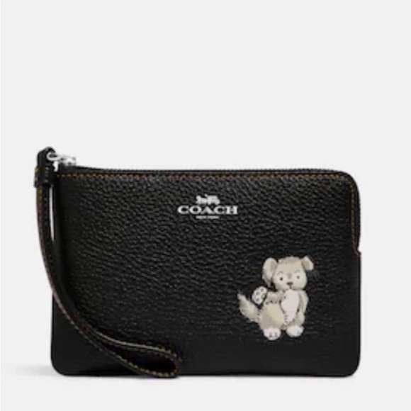 Coach Corner Zip Wristlet 
Wallet With Happy Dog - Picture 3 of 9